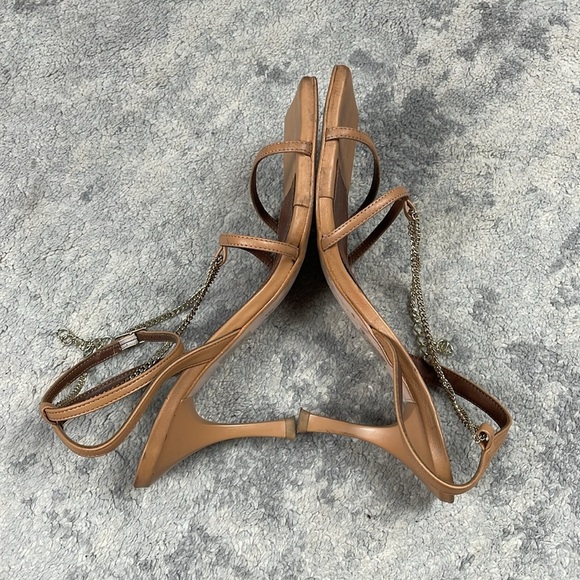 Alohas Anthropologie Strappy Chain Sandals Heels Square Toe Sz 38 - Picture 9 of 16